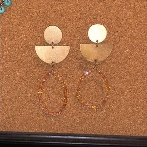 gold and light pink earrings